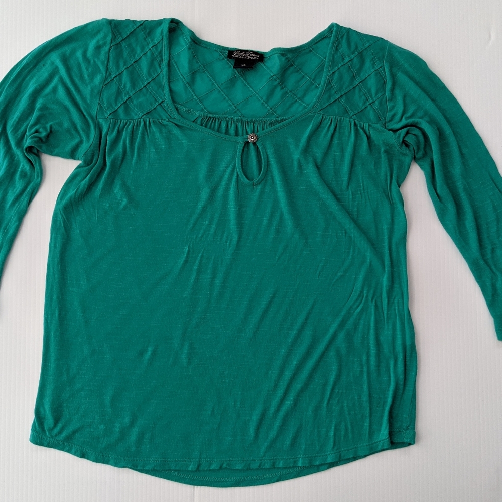 Lucky Brand 3/4 Sleeve Green Blouse- Sz. XS